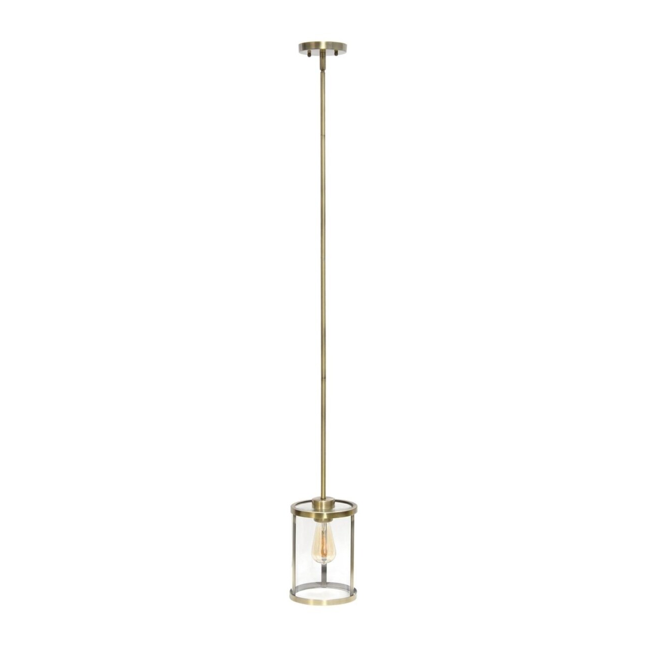Elegant Designs 9.25" Adjustable Traditional Vintage Modern Industrial Farmhouse 1-Light Metal Hanging Ceiling Pendant, Antique Brass